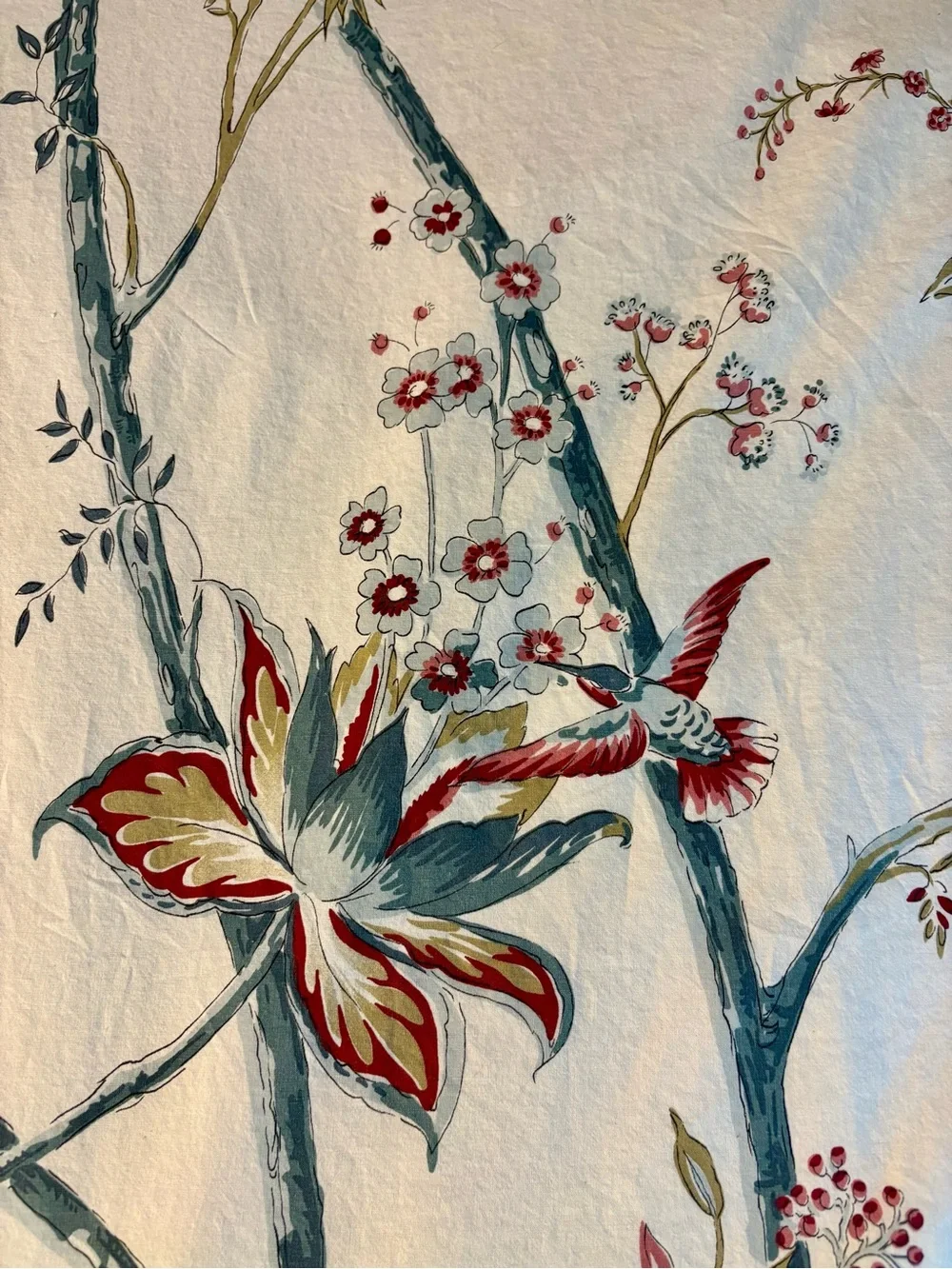 Pottery Barn King Duvet Cover 100% Cotton Italy Tree of Life Floral Bird Rare